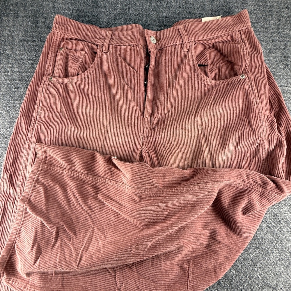 We The Free Free People Pink Corduroy Wide Leg Button Fly Pants Size 33